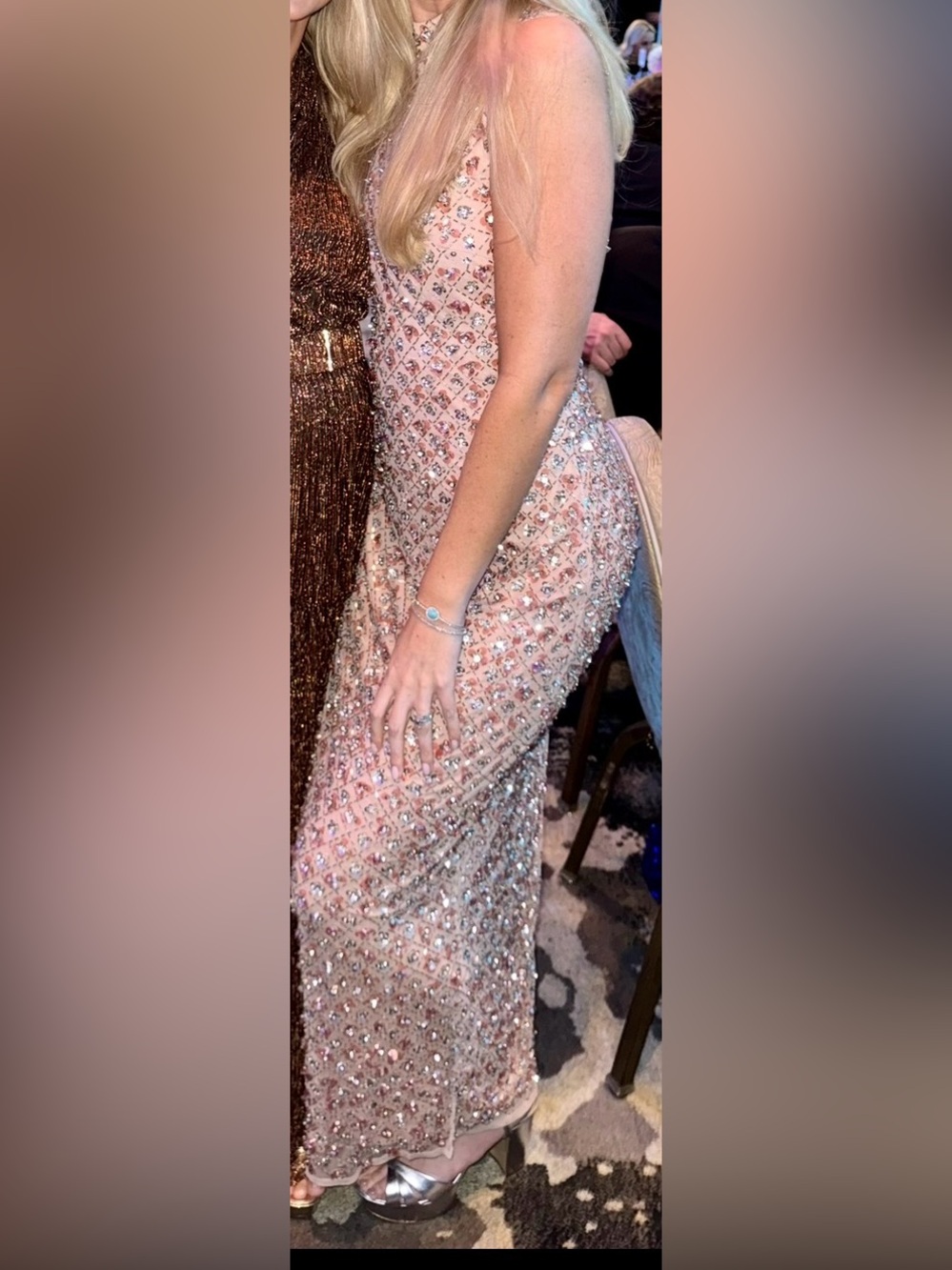 Mac Duggal Blush Pink Crystal-Embellished Sleeveless Maxi Gown